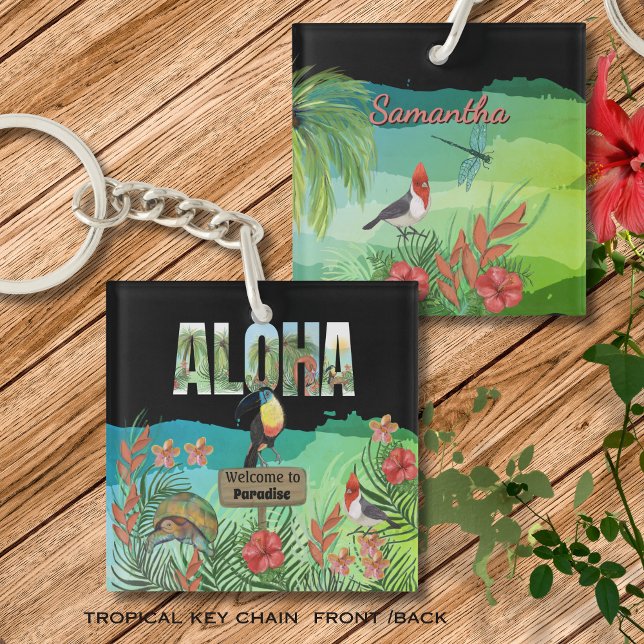 Llavero de Acrílico Paraíso Tropical Aloha (Aloha Tropical Paradise Acrylic Keychain)