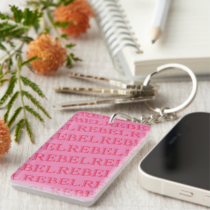 Llavero de Acrílico Personalizado - REBEL Rosa y R