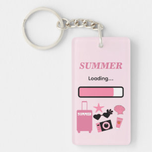 Llavero de acrílico rosa de carga de verano