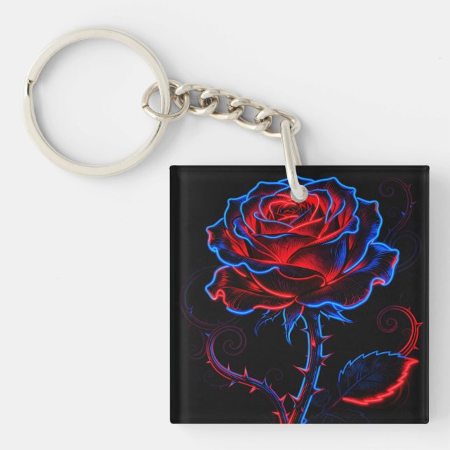 Llavero de acrílico Rosa de Neón (Frente)