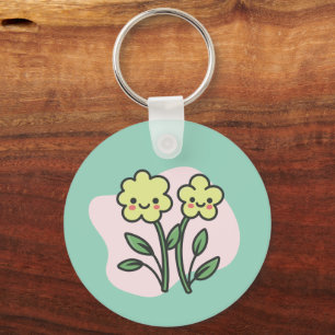Llavero de Acríllico de Flores Amarillas Sonriente