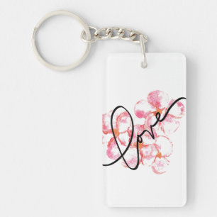 Llavero de Acuarela Plumeria Amor