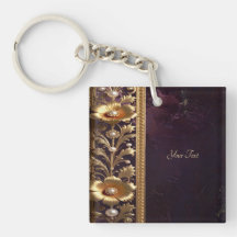Llavero de Adorno Floral Dorado con Perlas