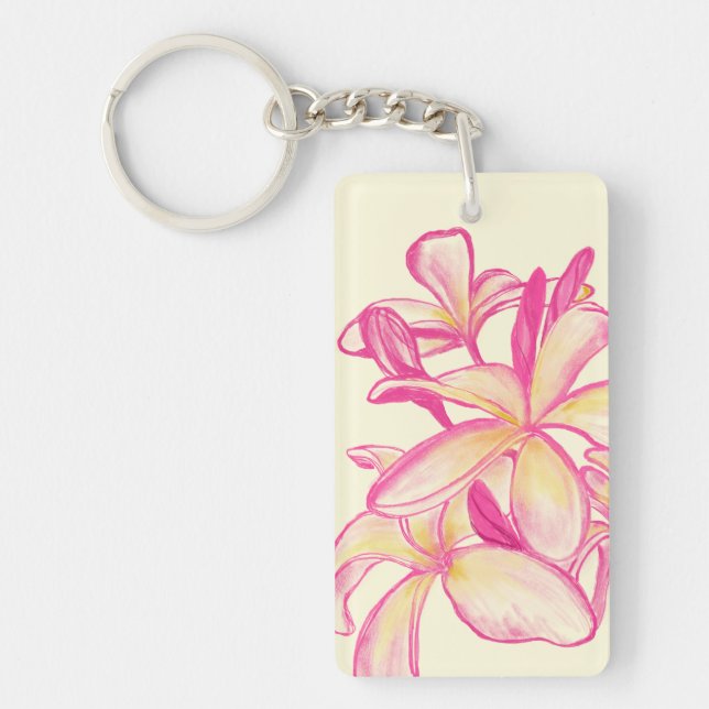 Llavero de Aloha con flores de Plumeria (Frente)