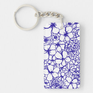 Llavero de Aloha con flores mini mosaico azules