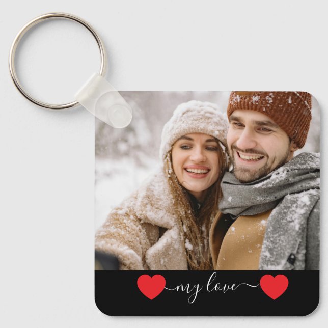 Llavero de amor de pareja con foto personalizada (Anverso)