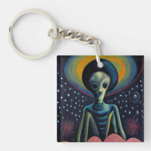 Llavero de Arte de Galaxia Alien Surrealista