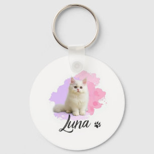 Llavero de Arte de Gato Adorable – Luna