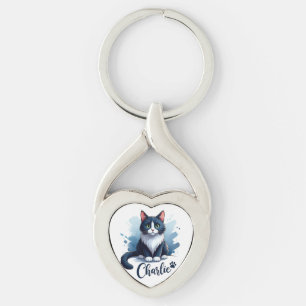 Llavero de Arte de Gato Adorable – Regalo para Ama