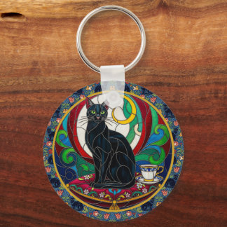 Llavero de arte de gato negro victoriano, gatos vi