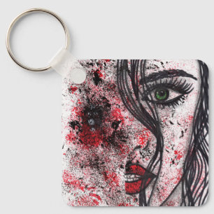 Llavero de arte de línea abstracto grunge gótico d