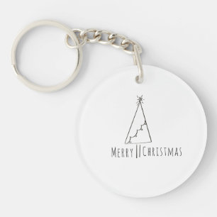 Llavero de arte de línea de árbol de Navidad minim