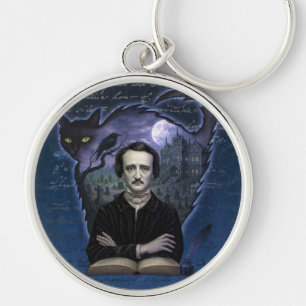 Llavero de arte gótico de Edgar Allan Poe con cuer