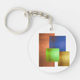 Llavero de arte moderno en cobre, azul, verde y do