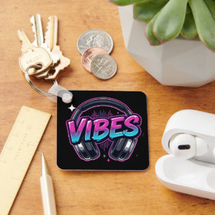 Llavero de Auriculares Neon Vibes Música Acrílico