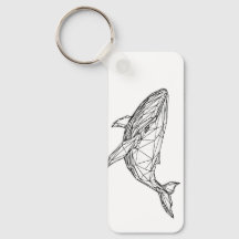 Llavero de ballena geométrica minimalista