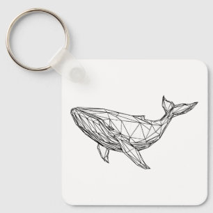 Llavero de ballena geométrica minimalista