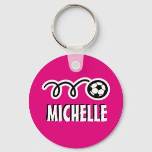 Llavero de balón de fútbol rosa personalizado para