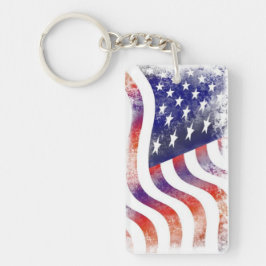 Llavero de bandera americana de 2 caras