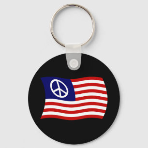 Llavero de bandera con signo de paz de EE. UU.