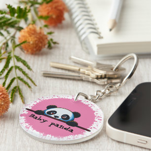 Llavero de bebé panda rosa adorable