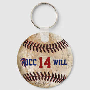 Llavero de béisbol vintage personalizable TU TEXTO