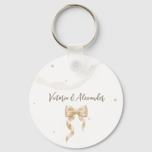 Llavero de boda con lazo de satén elegante
