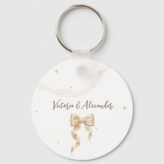 Llavero de boda con lazo de satén elegante