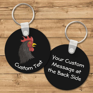 Llavero de Cabeza de Gallo Negro