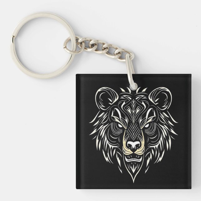🐻 Llavero de cabeza de oso con temática de vida s (Frente)