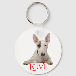 Llavero de cachorro Bull Terrier rojo amor