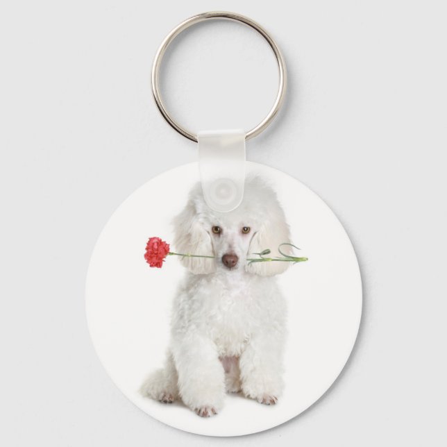 Llavero de Caniche con Clavel (Anverso)