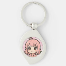 Llavero de cara de chica de anime Kawaii lindo
