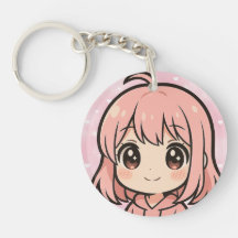Llavero de cara de chica de anime Kawaii lindo
