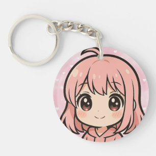 Llavero de cara de chica de anime Kawaii lindo