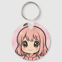 Llavero de cara de chica de anime Kawaii lindo