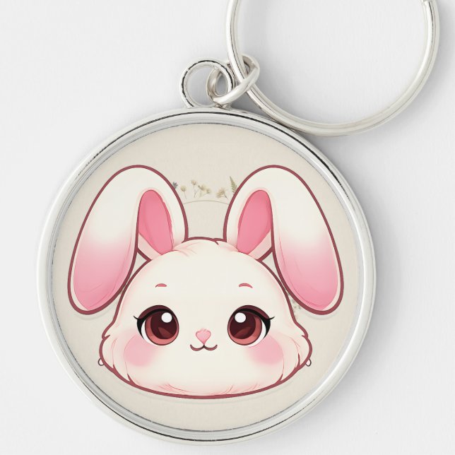 Llavero de Cara de Conejo Kawaii Adorable (Frente)