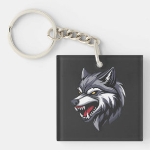 Llavero de Cara de Lobo Enojado