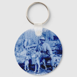 Llavero de cazador vintage con perros