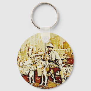 Llavero de cazador vintage con perros