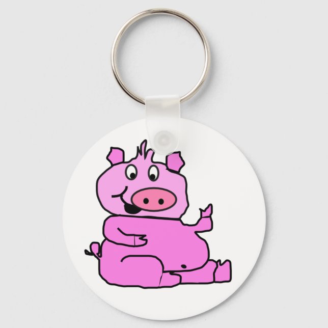 Llavero de cerdo de dibujos animados rosa (Anverso)