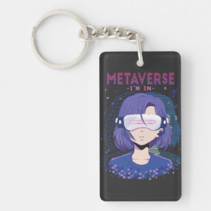 Llavero de chica de anime con gafas de realidad vi