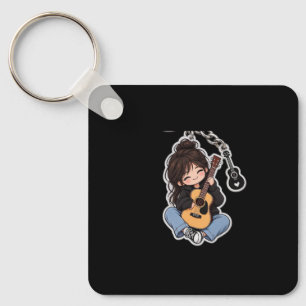 Llavero de chica de guitarra linda – Regalo para a