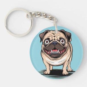 Llavero de círculo de Bulldog Pug Loco de Psico