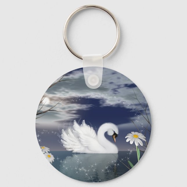 llavero de cisne encantado - cisne pintado digital (Anverso)