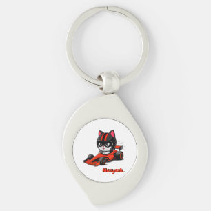 Llavero de coche de carreras de gato
