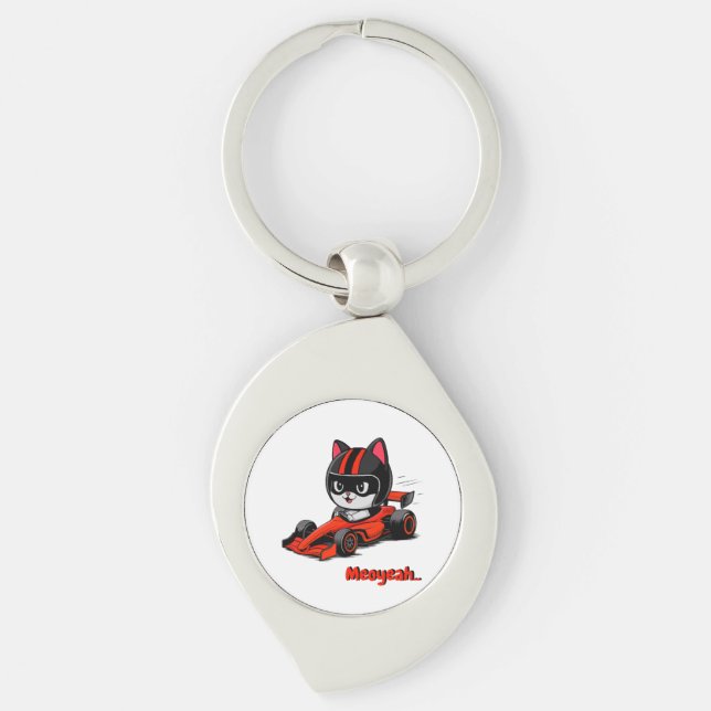 Llavero de coche de carreras de gato (Anverso)
