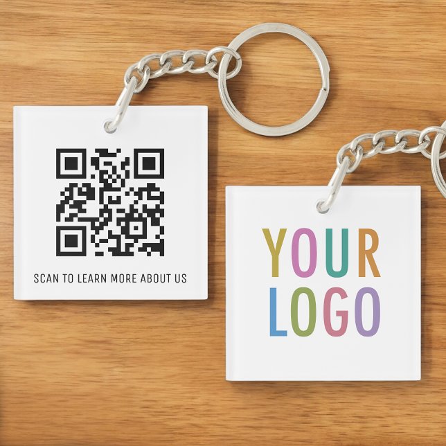 Llavero de código QR acrílico cuadrado con logotip (MISOOK Square Acrylic QR Code Keychain with Logo)