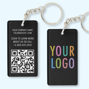 Llavero de código QR de acrílico negro con logotip