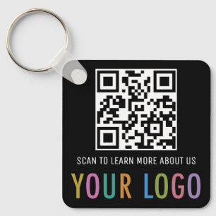 Llavero de código QR negro personalizado con logot